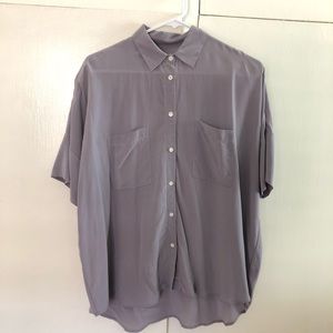 Madewell silk courier shirt, size S, purple/gray